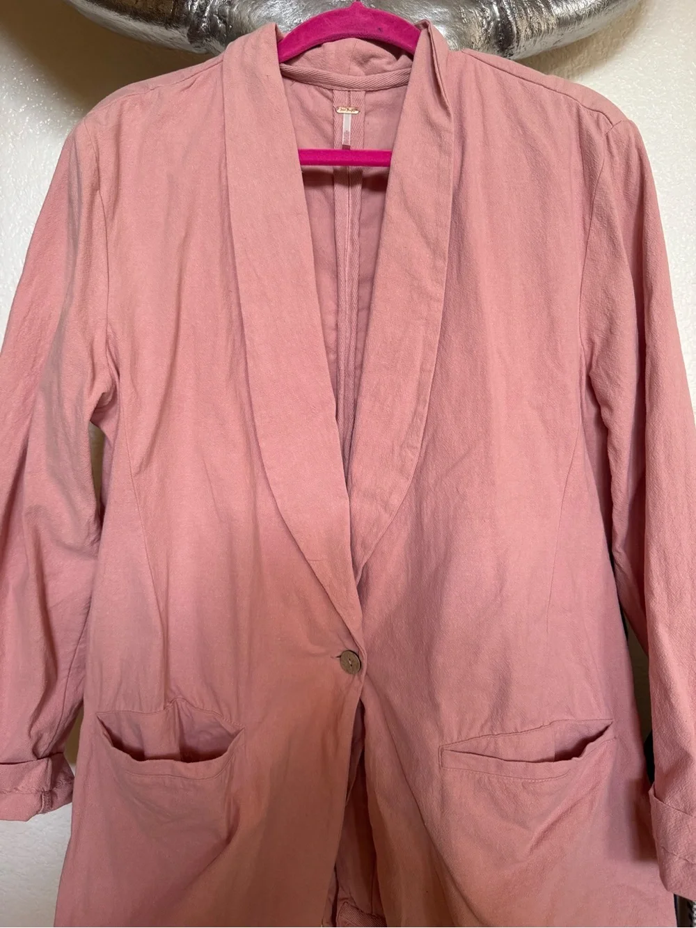 Free People Dusty Pink Linen Blazer